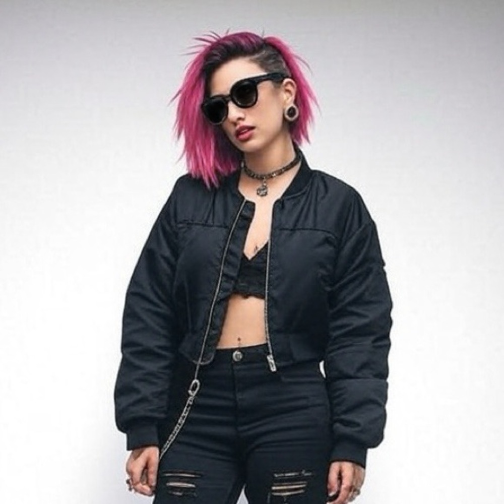 Forever 21 Jet Black Quilted Jacket XS